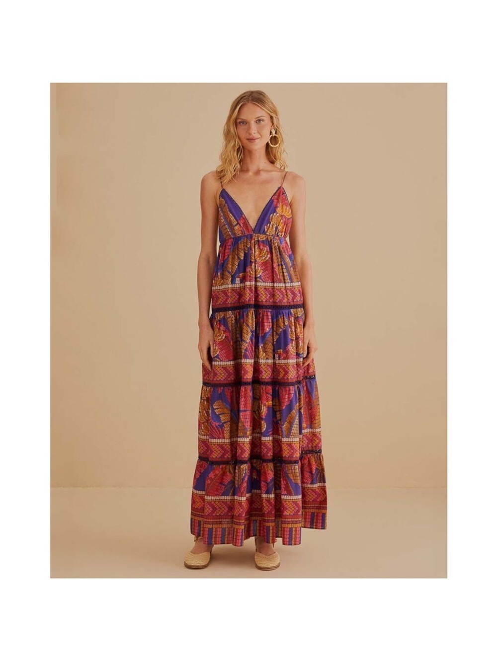 FARM Rio Purple Multi Tiered Spaghetti-Strap Maxi Dress - Picture 3 of 3